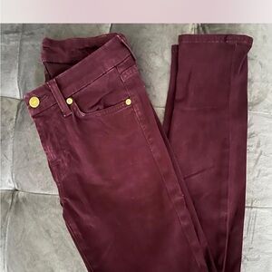 7 For All Mankind Burgundy Jeans with Copper Accents